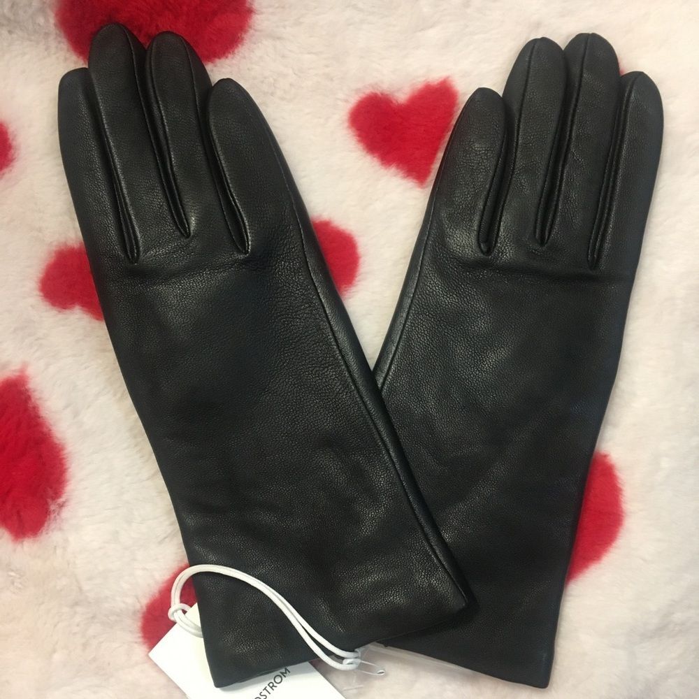 Fownes Brothers MEDIUM Black Leather Gloves 7.5 women’s